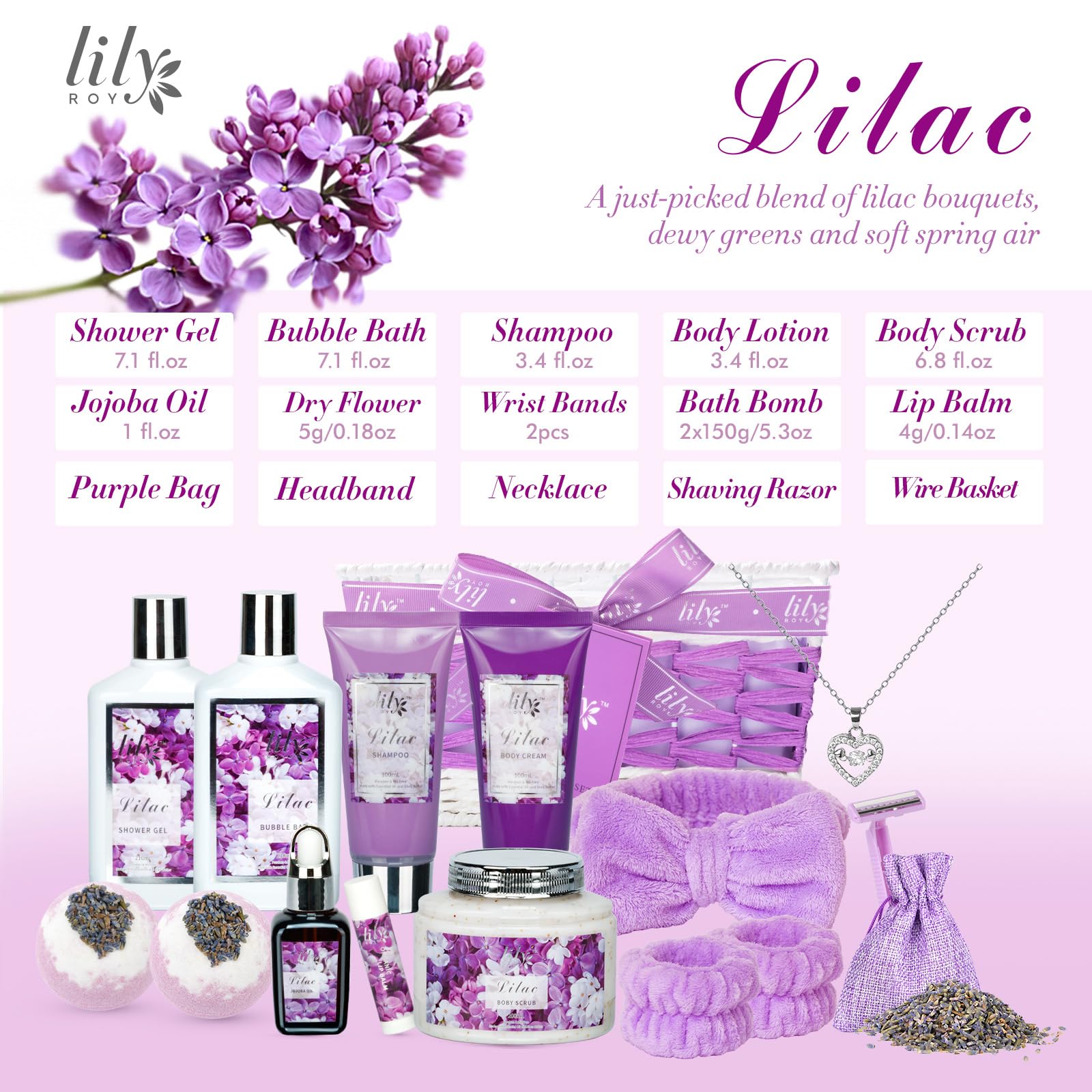 Lily Roy 17pc spa gift set bubble bath luxurious foamy escape