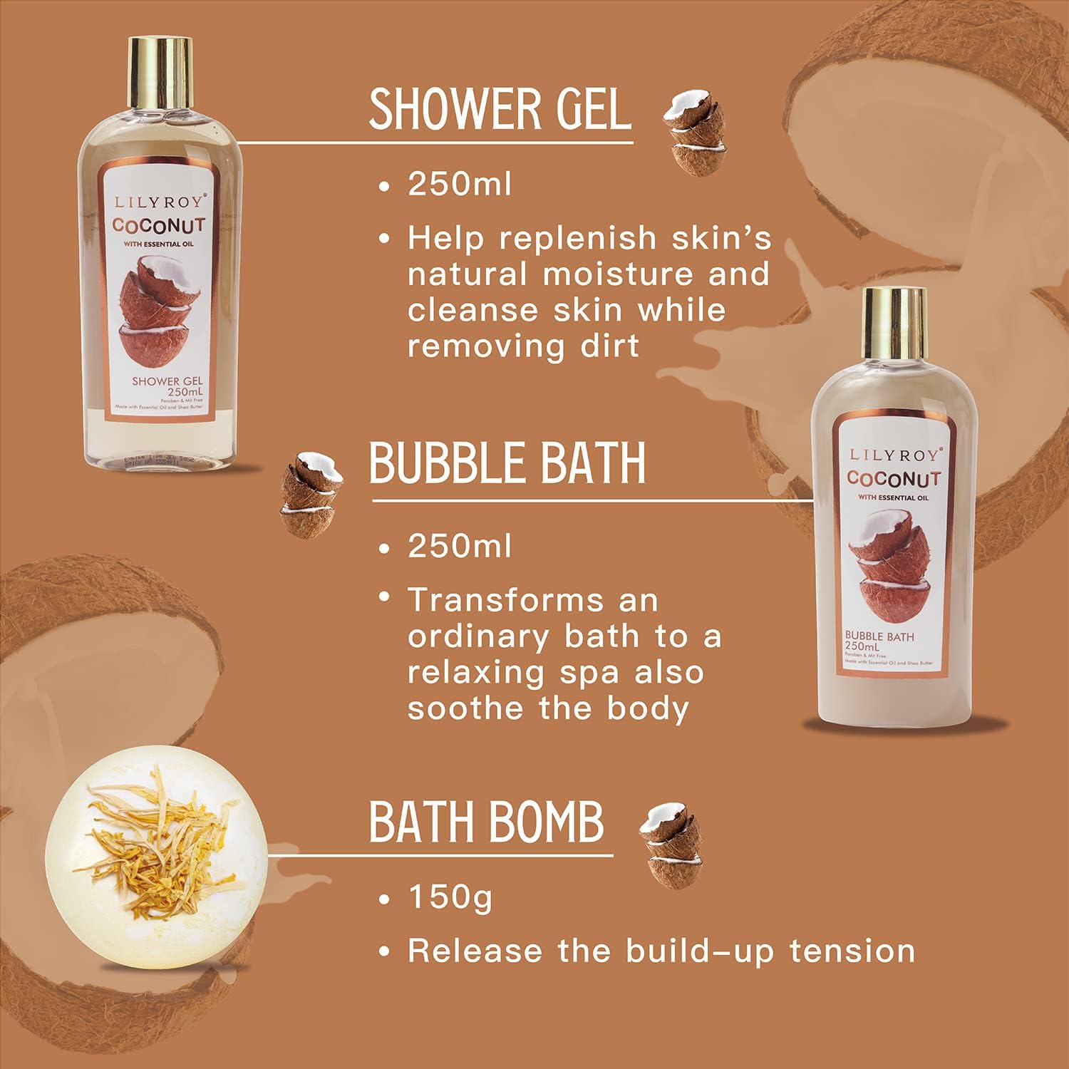 LILY ROY bubble bath bottle with bubbles for a luxurious soak