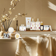 LILY ROY luxury body cream tube, creamy hydration for smooth post-shower skin.