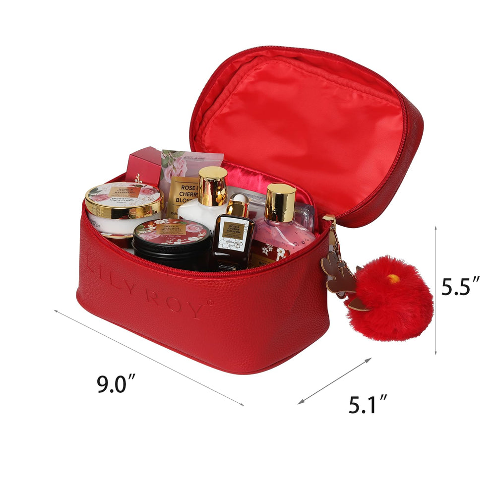 LILY ROY reusable travel bag keeps beauty essentials organized.