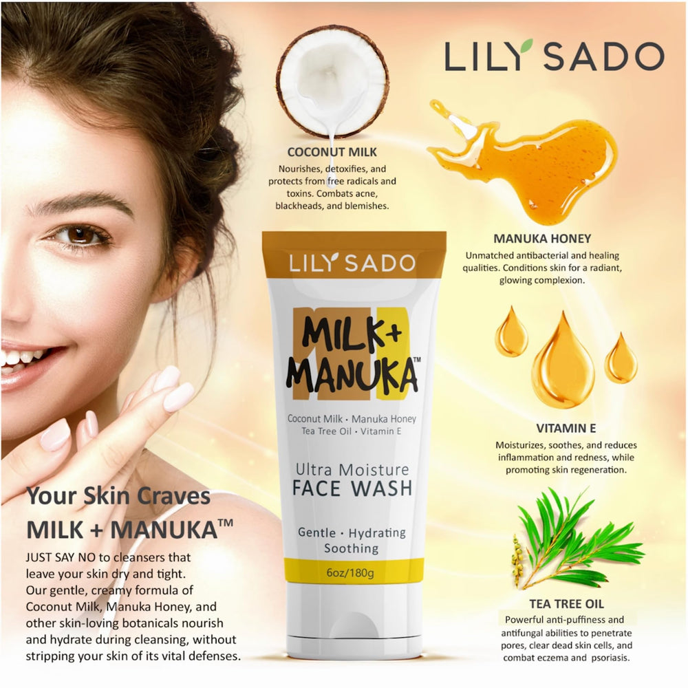 LILY SADO Aloe and Jojoba hydration close-up shows plumper, smoother skin.
