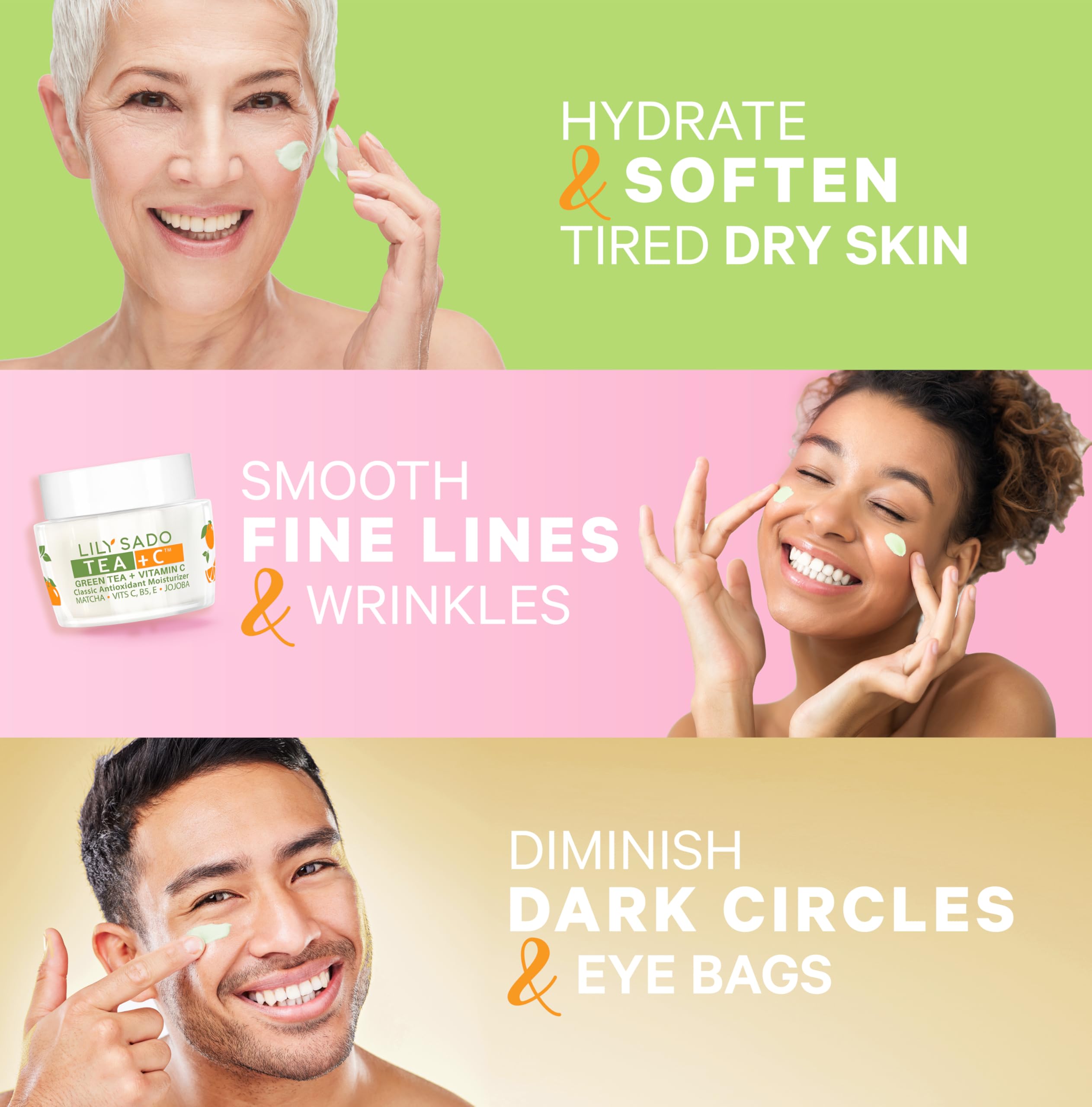 LILY SADO Tea+C day-to-night cream for quick midday refresh.