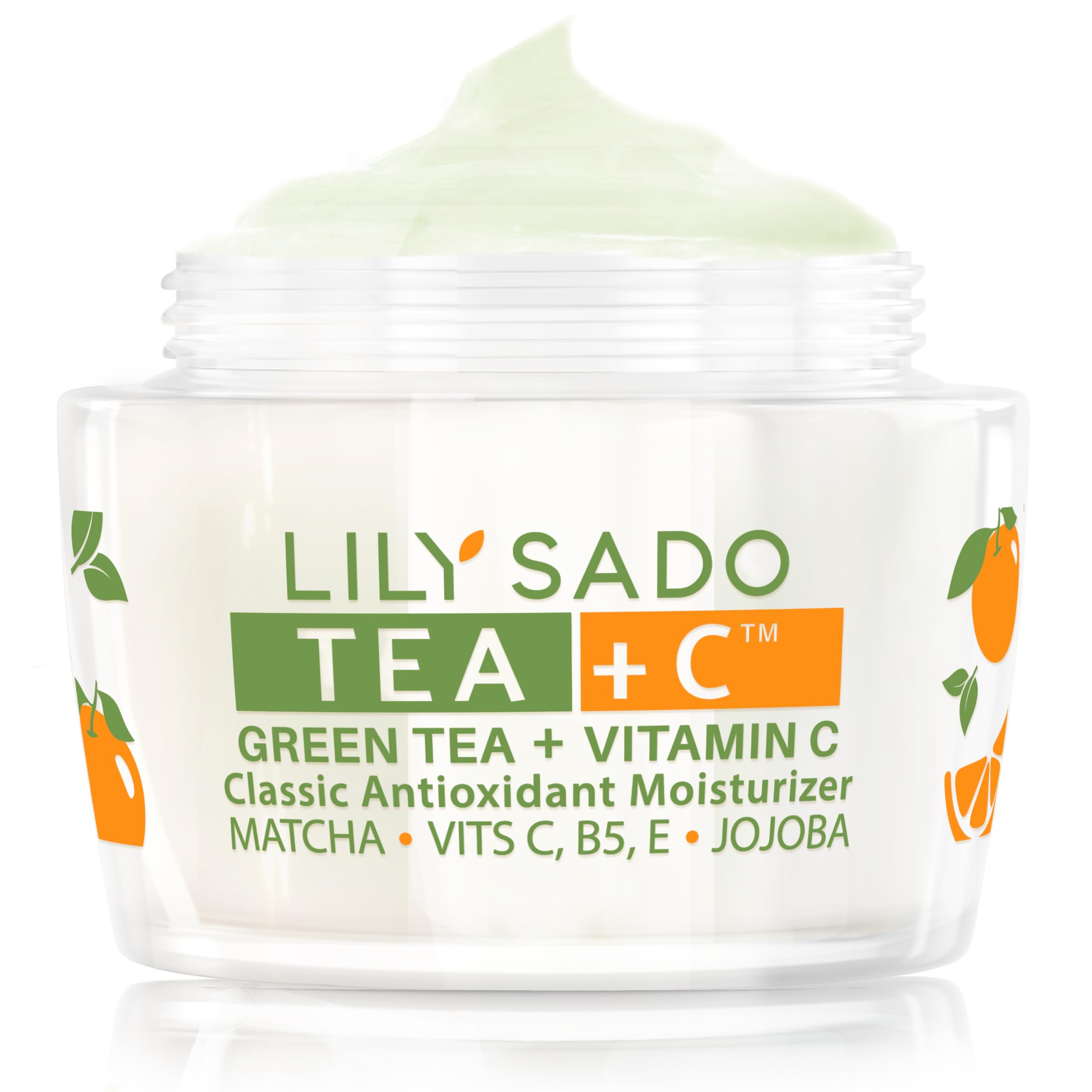 LILY SADO Tea+C moisturizer jar for hydrated, glowing skin.