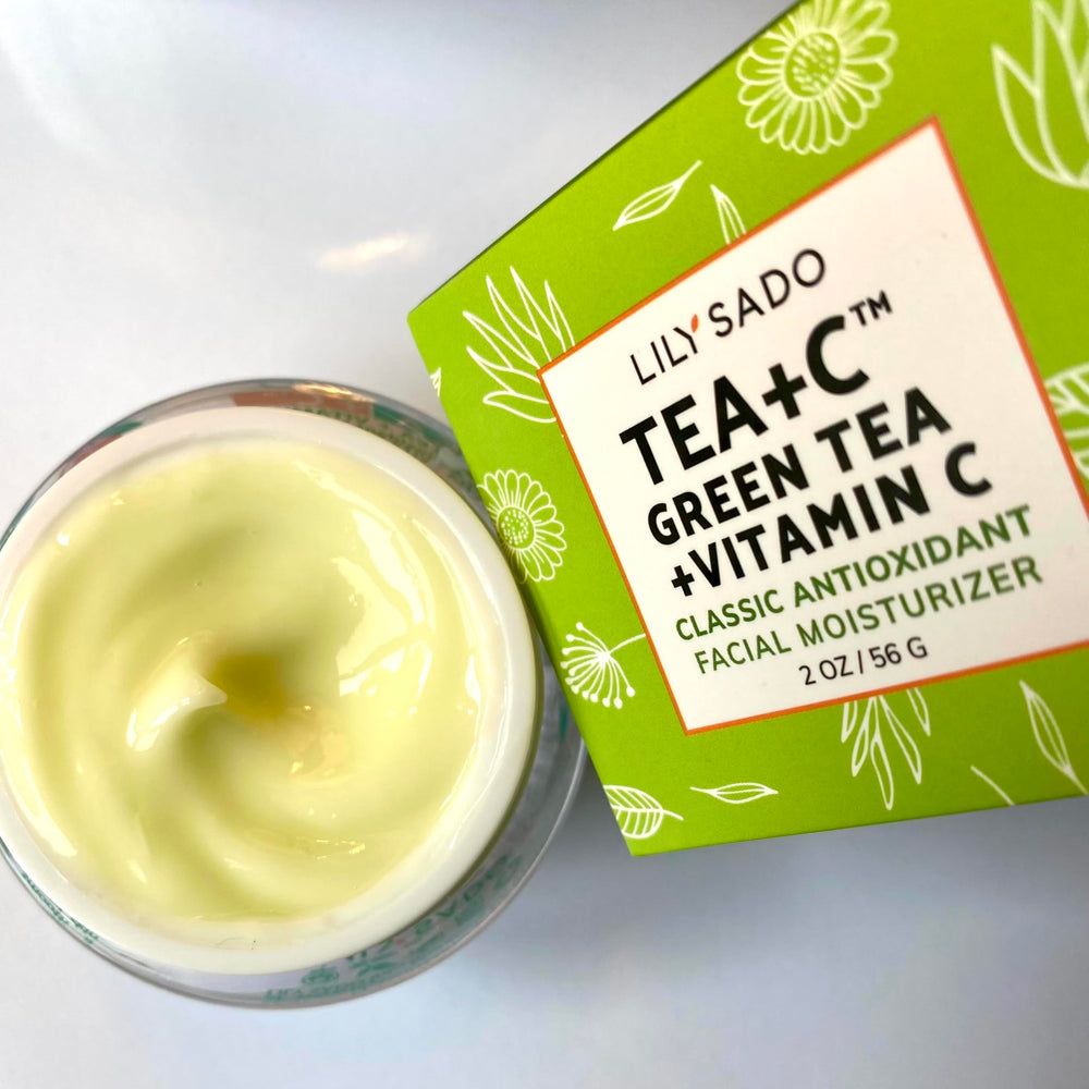 LILY SADO Tea+C morning routine use on face and neck for refresh.