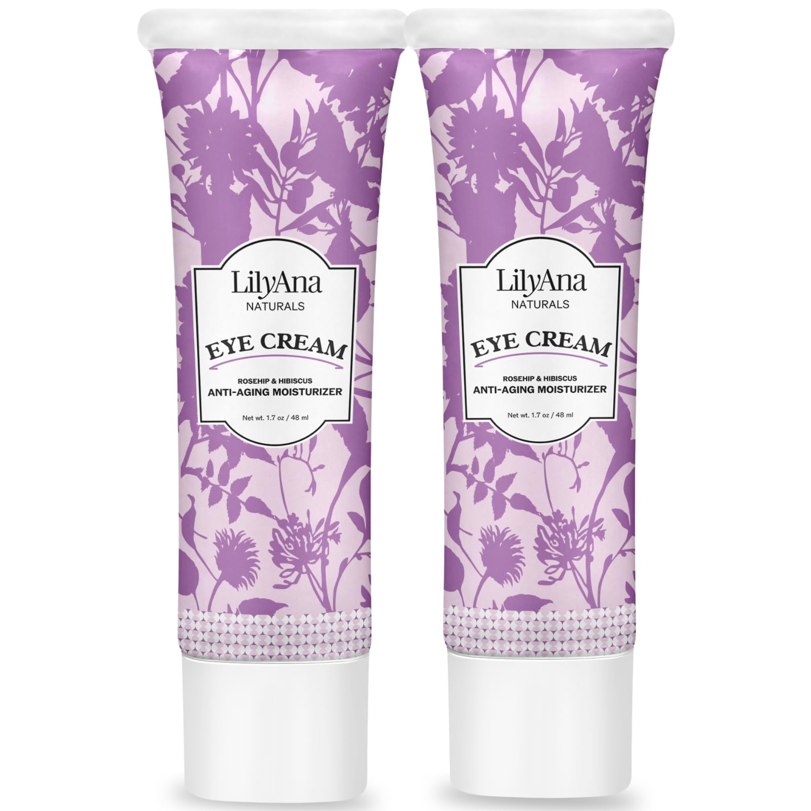 LilyAna Naturals eye cream rosehip bottle delivers deep hydration for delicate under-eye skin.