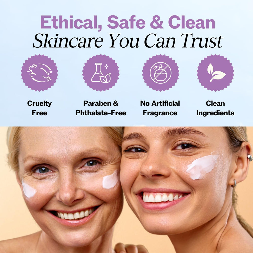 LilyAna Naturals Eye Cream container with background glow evokes youthful-looking eyes.