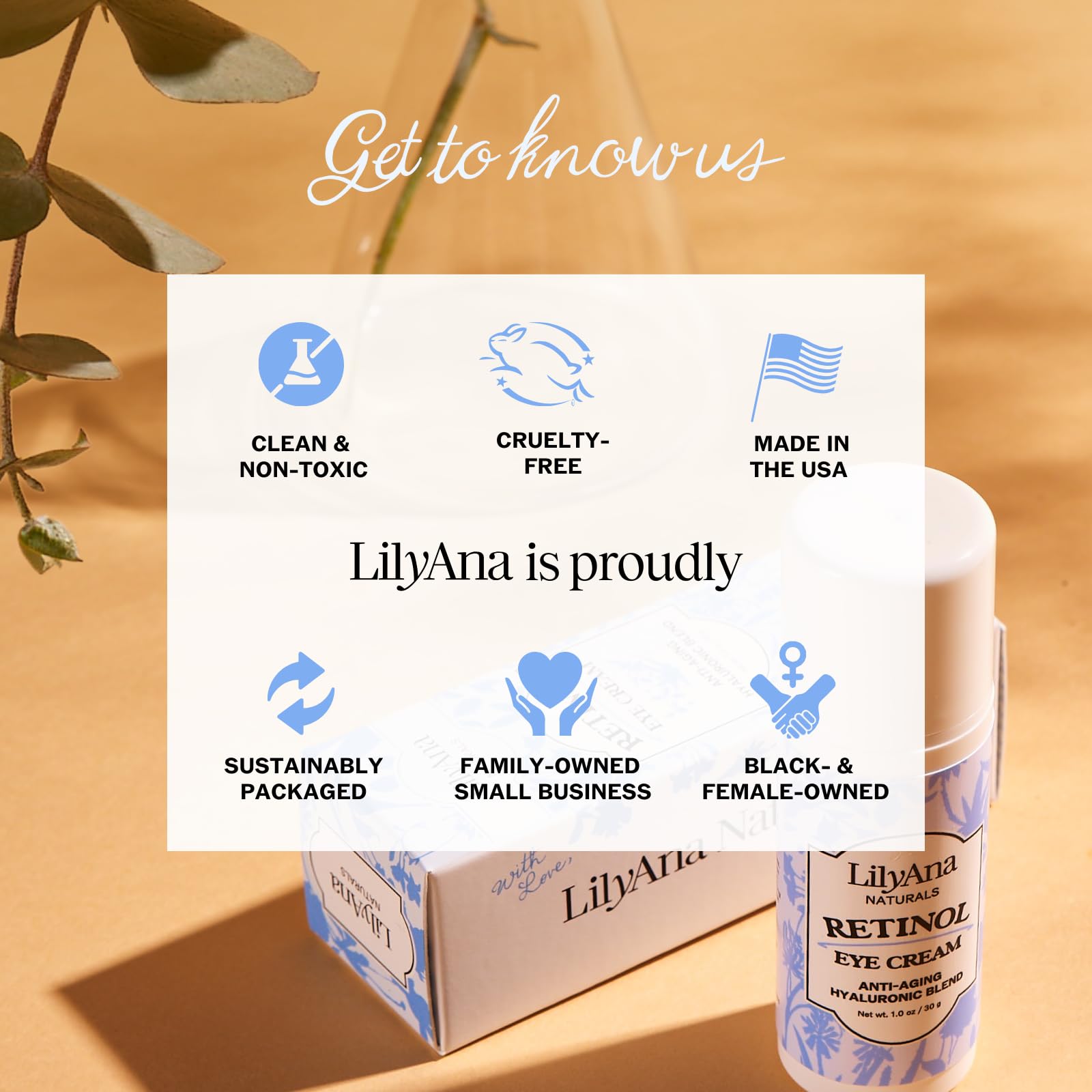 LilyAna Naturals eye cream suitable for day and night use to maintain hydration.