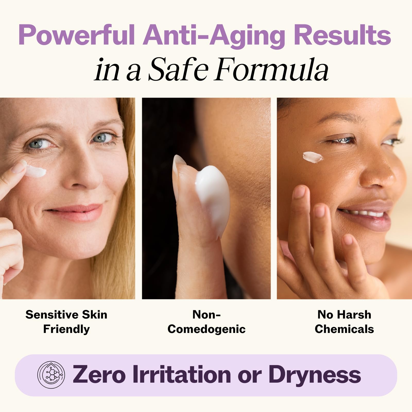 LilyAna Naturals Eye Cream packaging on vanity highlighting daily day and night use.