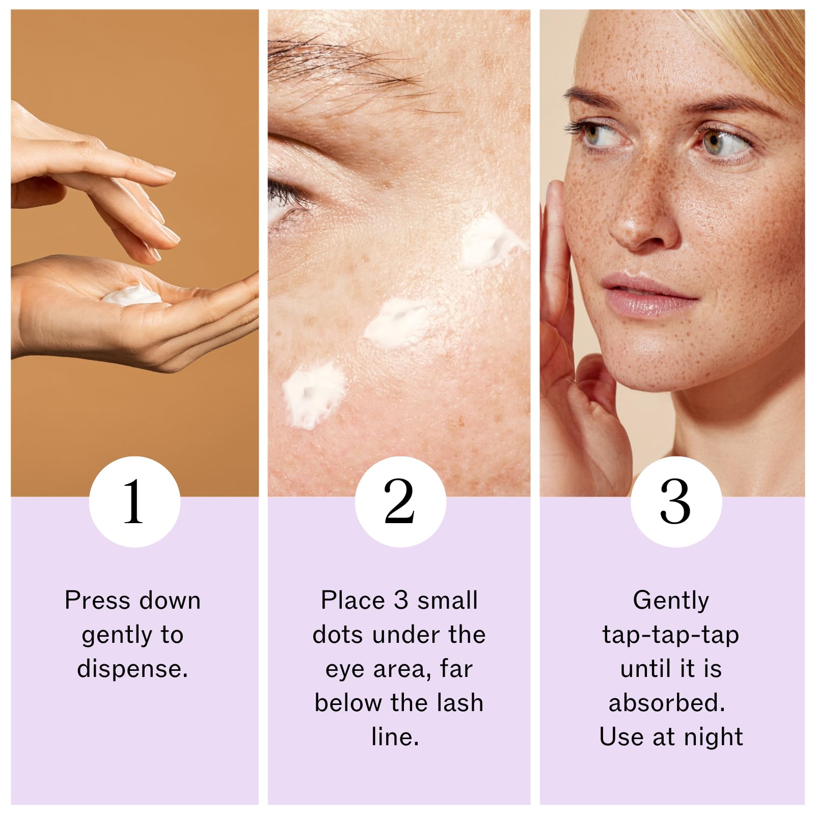 LilyAna Naturals eye cream demonstrates skin-firming effect around delicate eye area.
