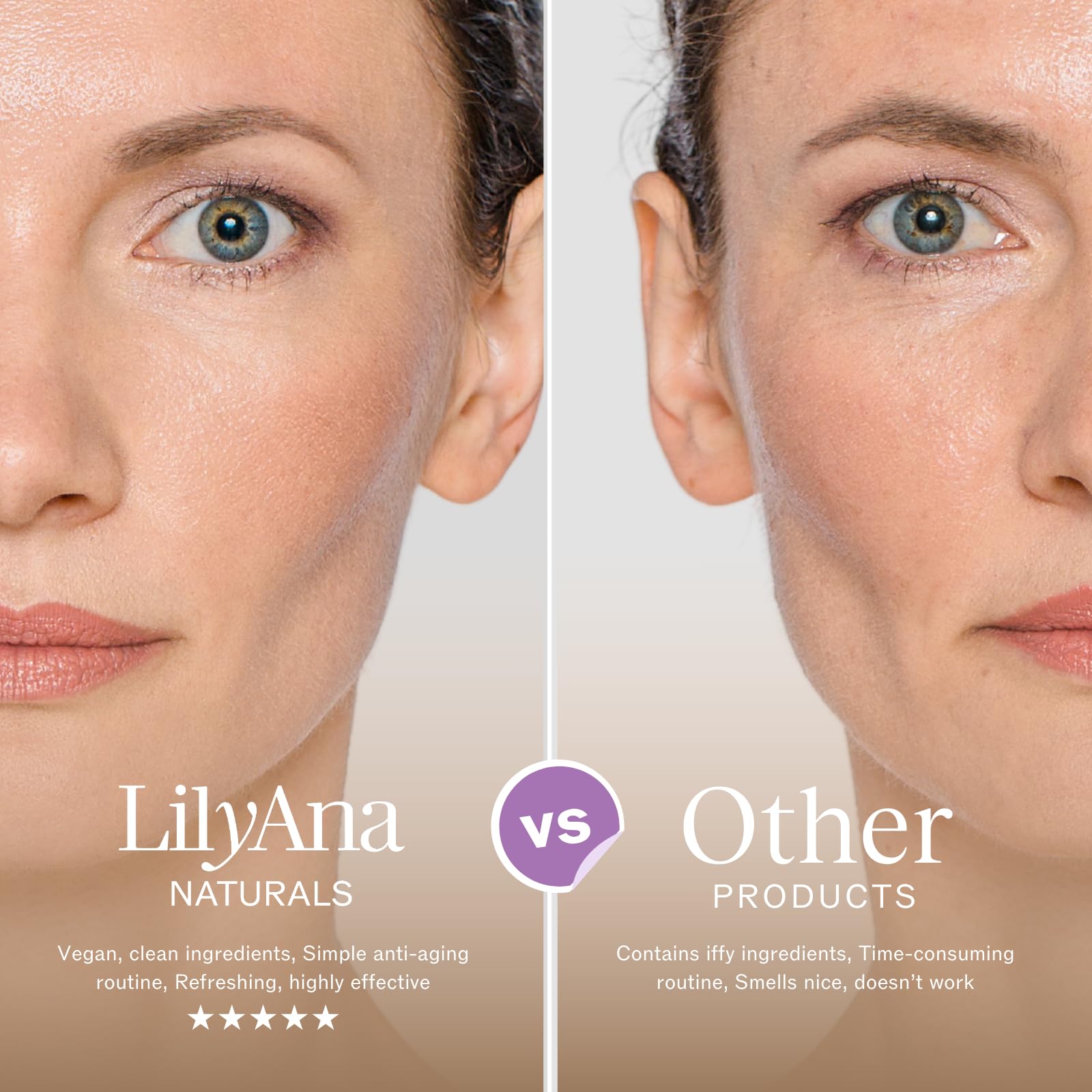 LilyAna Naturals eye cream with peptides emphasizes moisture barrier support.