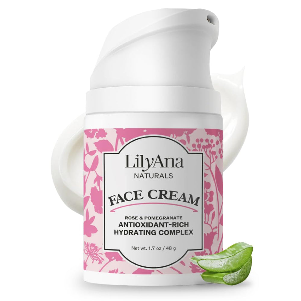 LilyAna Naturals face-neck moisturizer application offers smooth daily hydration.