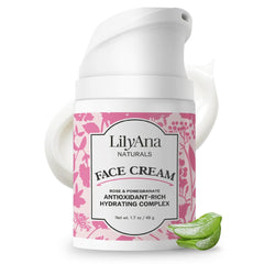 LilyAna Naturals face-neck moisturizer application offers smooth daily hydration.