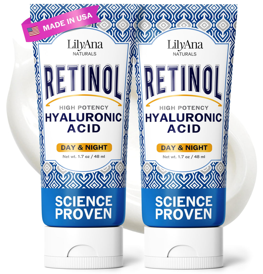 LilyAna Naturals Retinol Cream bottle front for daily anti-aging care.