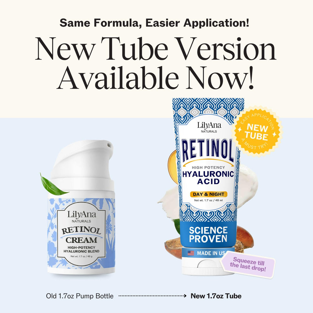 LilyAna Naturals retinol face cream jar close-up highlighting deep hydration.