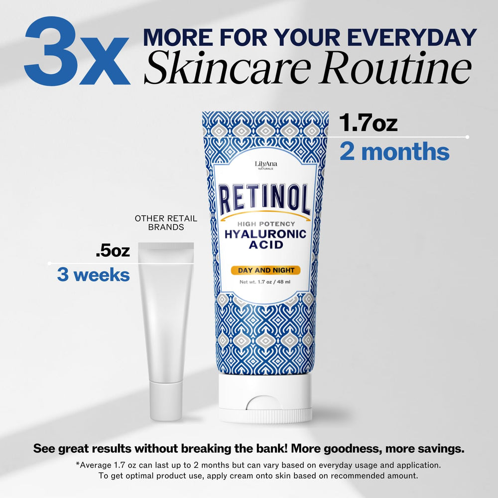 LilyAna Naturals retinol face cream packaging emphasizes vegan, cruelty-free formula.