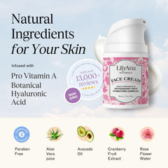 LilyAna Naturals rose and aloe ingredients support soothing, radiant skin.