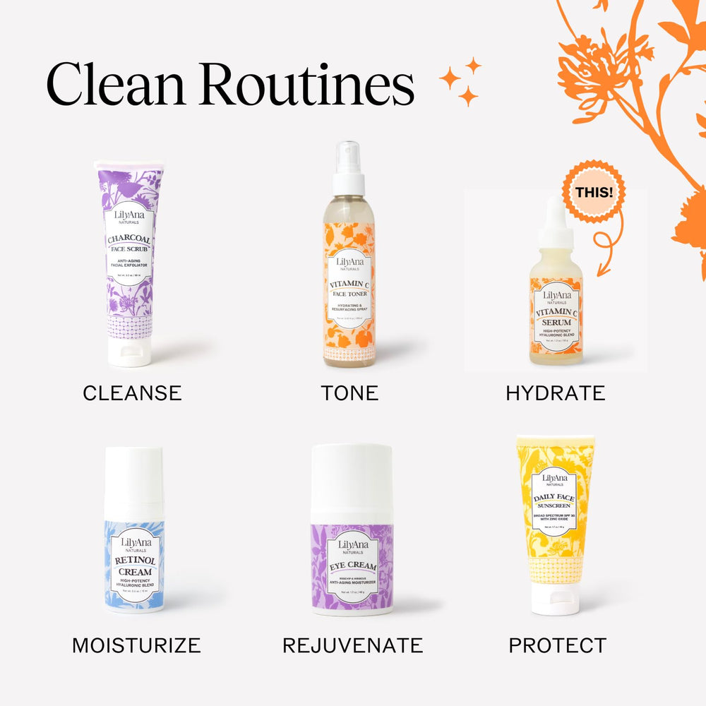 LilyAna Naturals Vitamin C Serum glow after application on skin.