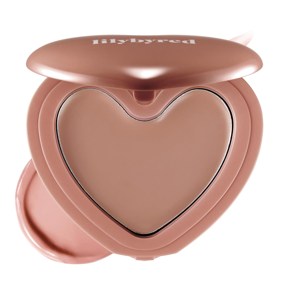 lilybyred Luv Beam Cheek Balm heart-shaped blush swatch delivering a natural flush