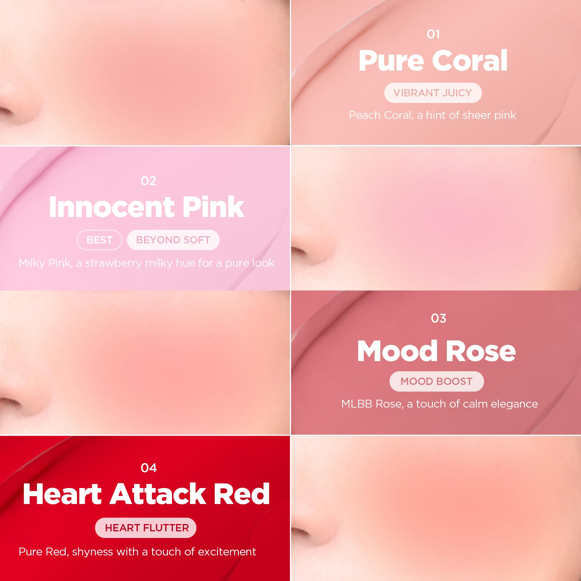 Monochrome look enhances cohesive color across cheeks, eyes, and lips