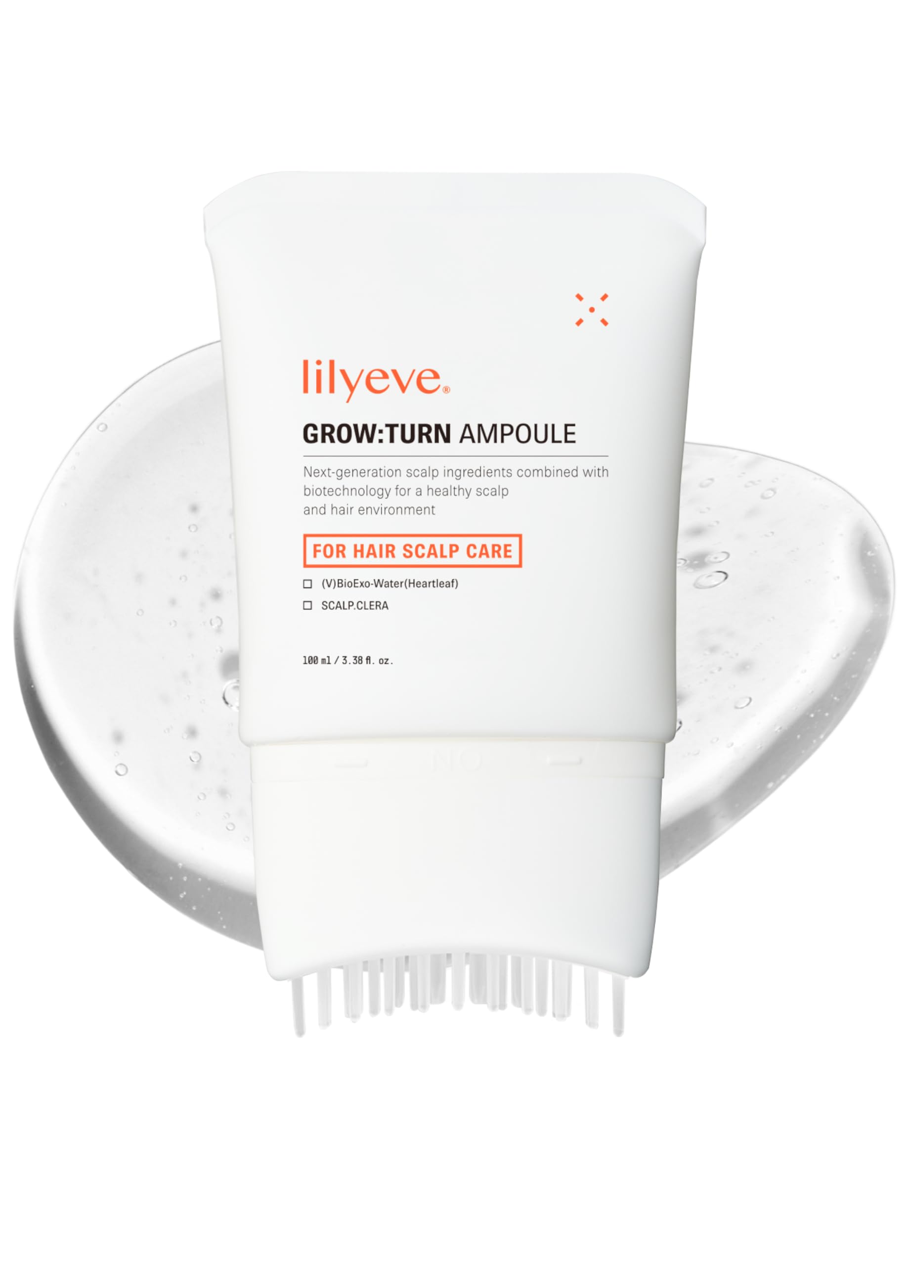lilyeve GROWTURN bottle closeup for daily scalp nourishment