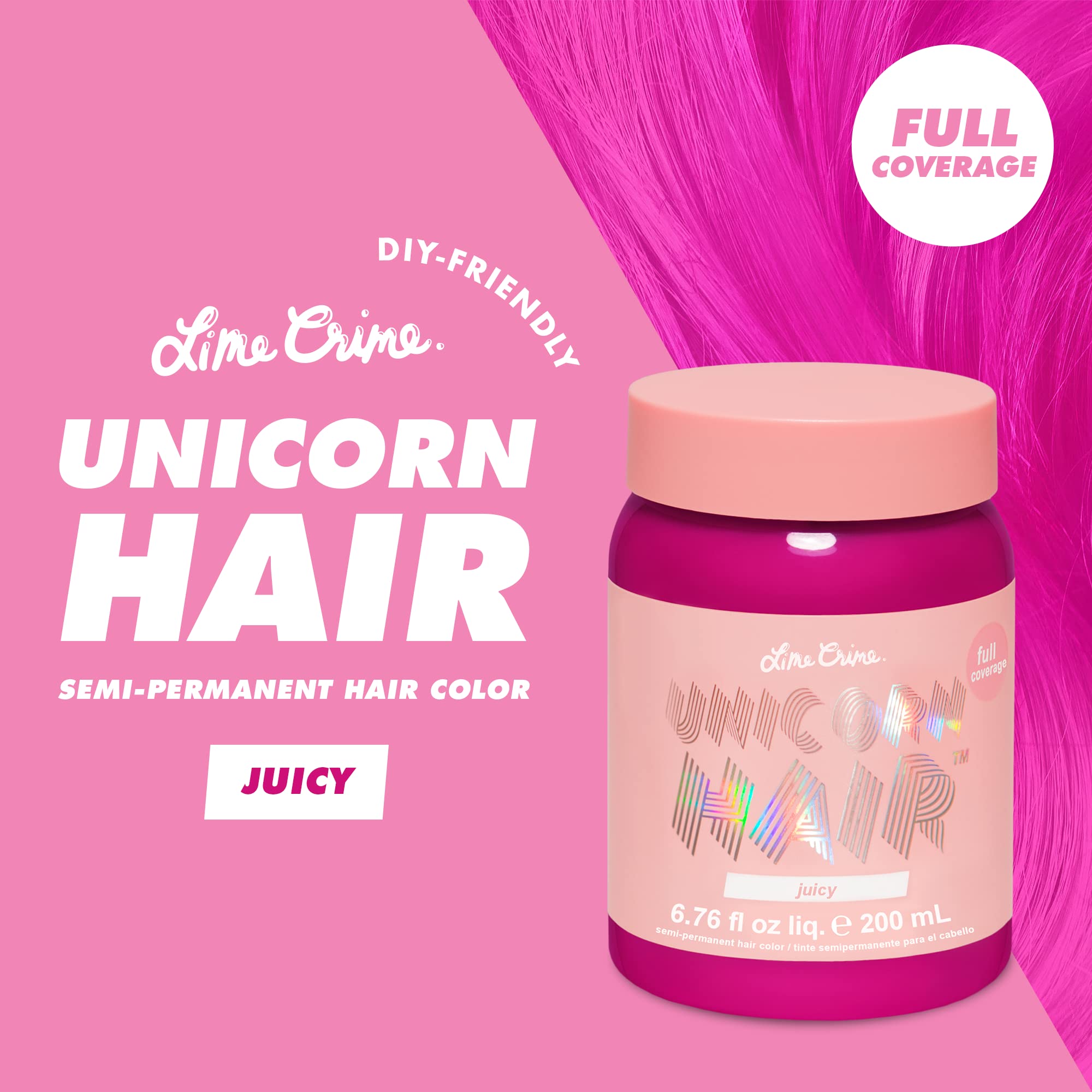 Lime Crime Juicy Unicorn Hair Dye cap — clean, controlled portion for precise application