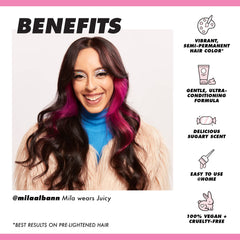 Lime Crime Juicy Unicorn Hair Dye swirl — rich color prepped for even pigment deposit