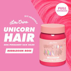 Lime Crime Unicorn Hair Dye Bubblegum Rose applying color at home for bold temporary shade.