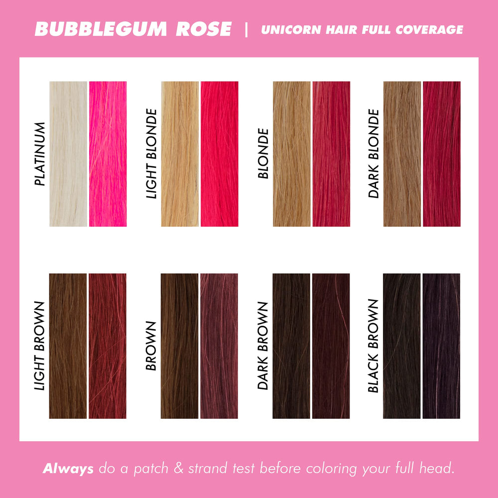 Lime Crime Unicorn Hair Dye Bubblegum Rose in bathroom setup for easy at-home dye.