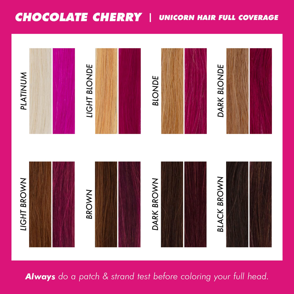 Lime Crime Unicorn Hair Dye Chocolate Cherry conditioning action with fatty acids for shine