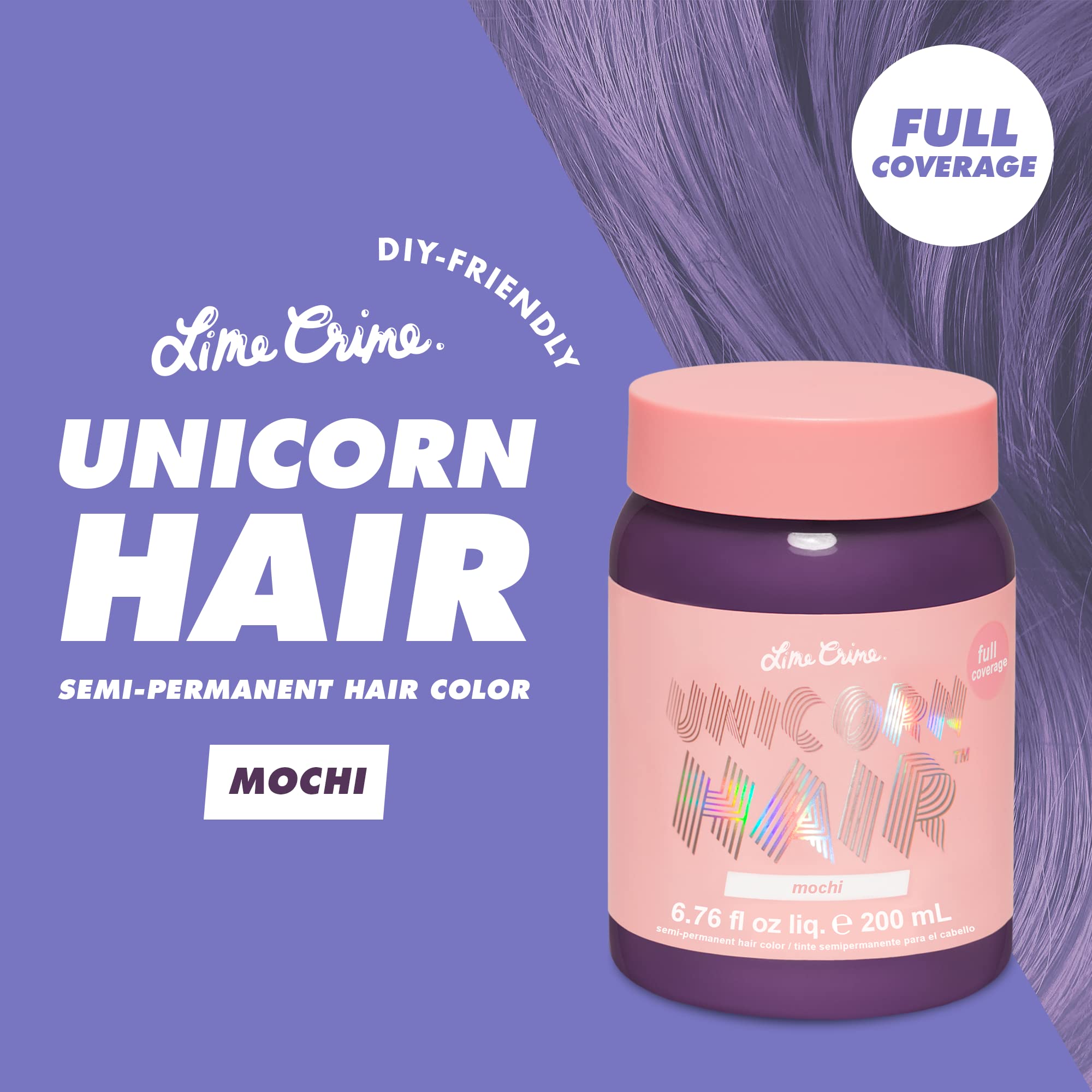 Lime Crime Mochi lavender dye application setup for at-home color routine.
