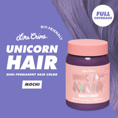 Lime Crime Mochi lavender dye application setup for at-home color routine.