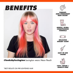 Lime Crime Unicorn Hair Neon Peach application brush demonstrates easy at-home tinting