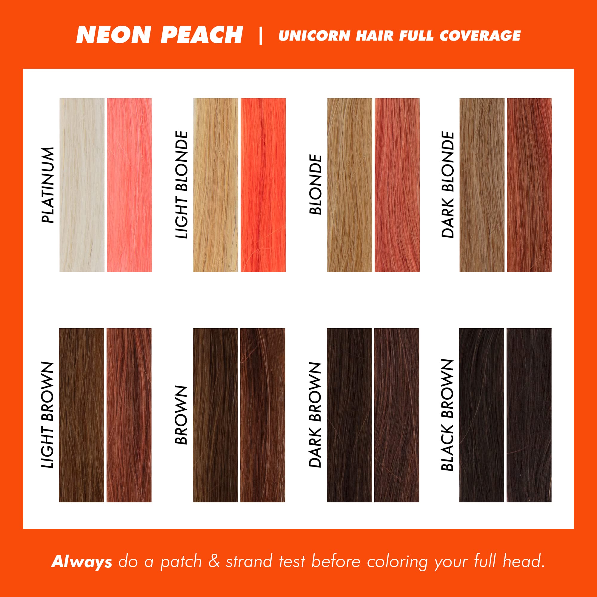 Lime Crime Unicorn Hair Neon Peach swatches show bold color options