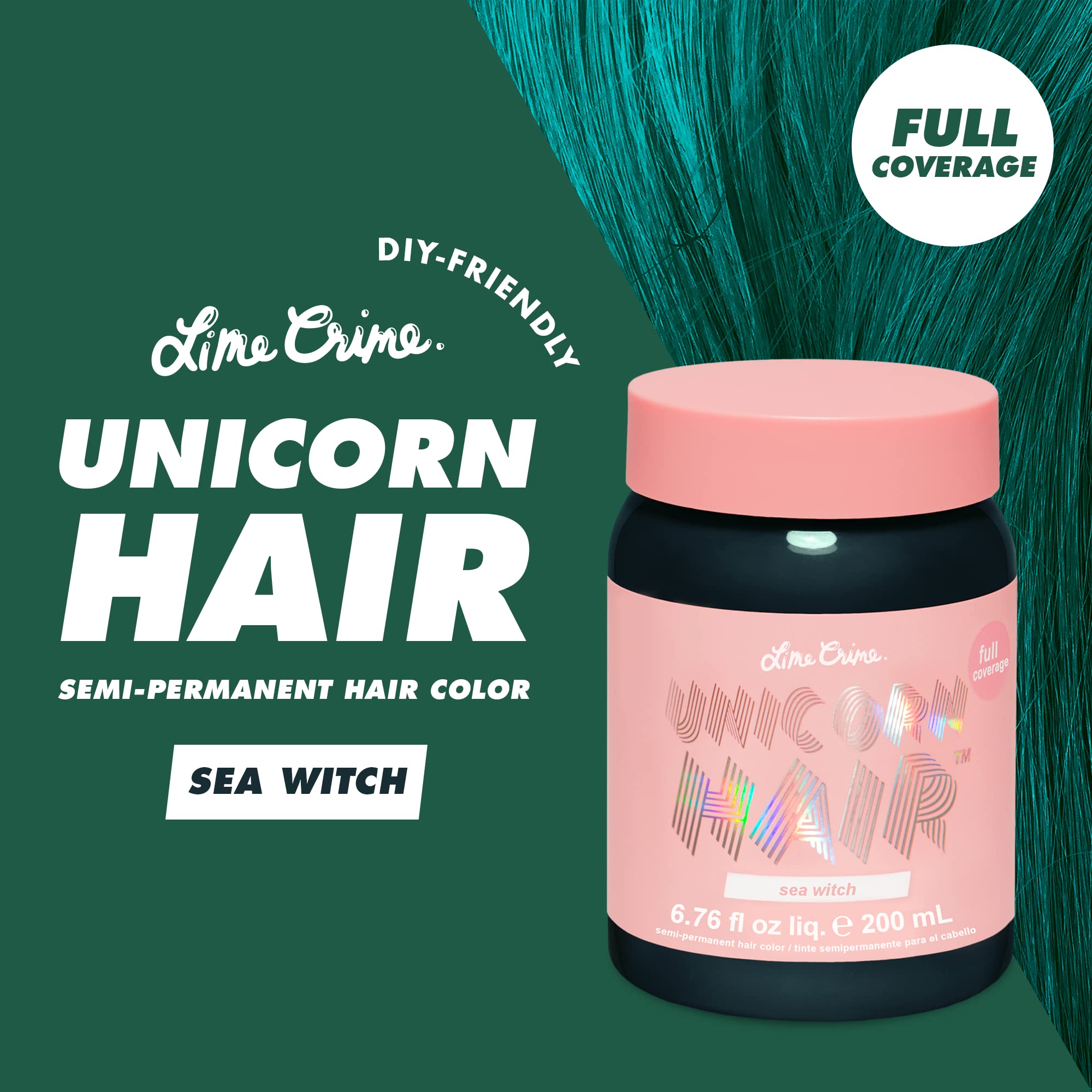 Lime Crime Unicorn Hair Dye Sea Witch tube for at-home dyeing with rich teal shade