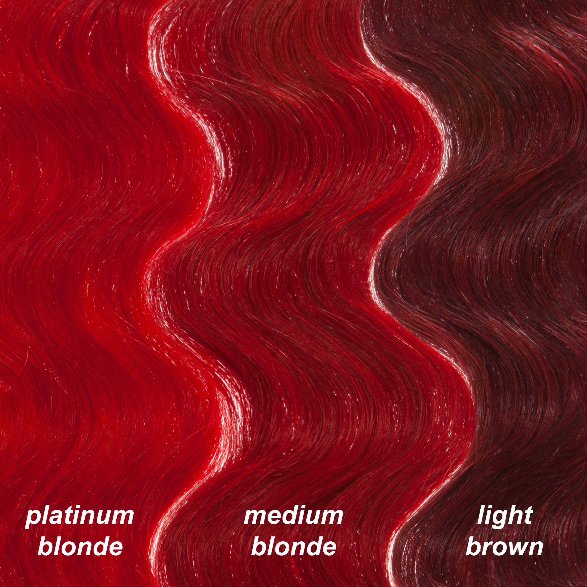 Lime Crime Unicorn Hair Dye Valentine Crimson Red finished look shows bold color with soft shine.