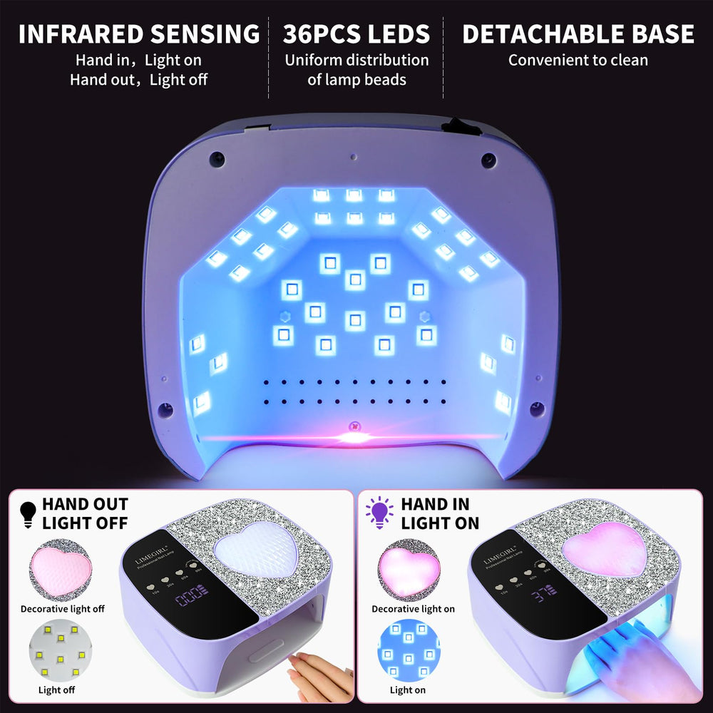 LimeGirl UV LED nail lamp angle view showcases compact home and salon usability
