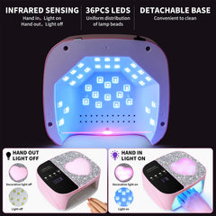 LimeGirl UV LED nail lamp kit top panel shows four timer settings