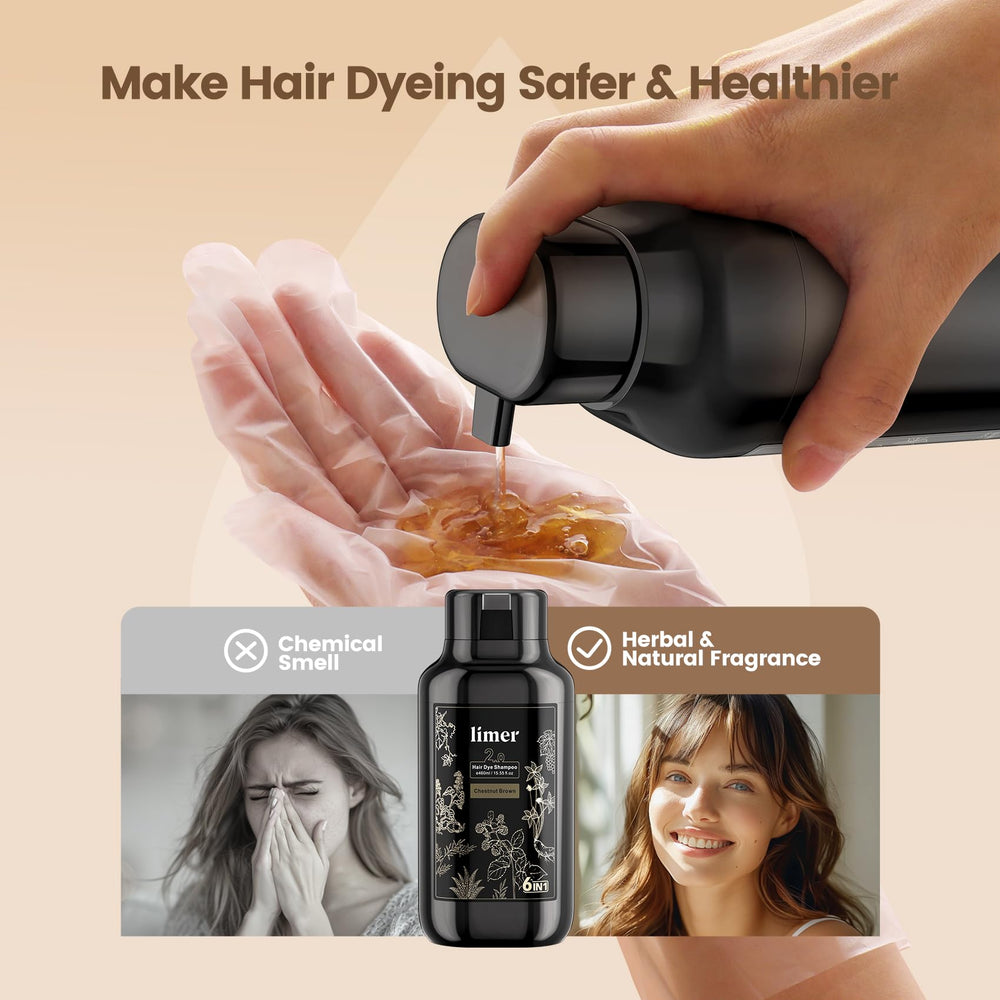 Limer Hair Dye Shampoo herbal extracts highlight nourishing benefits for hair