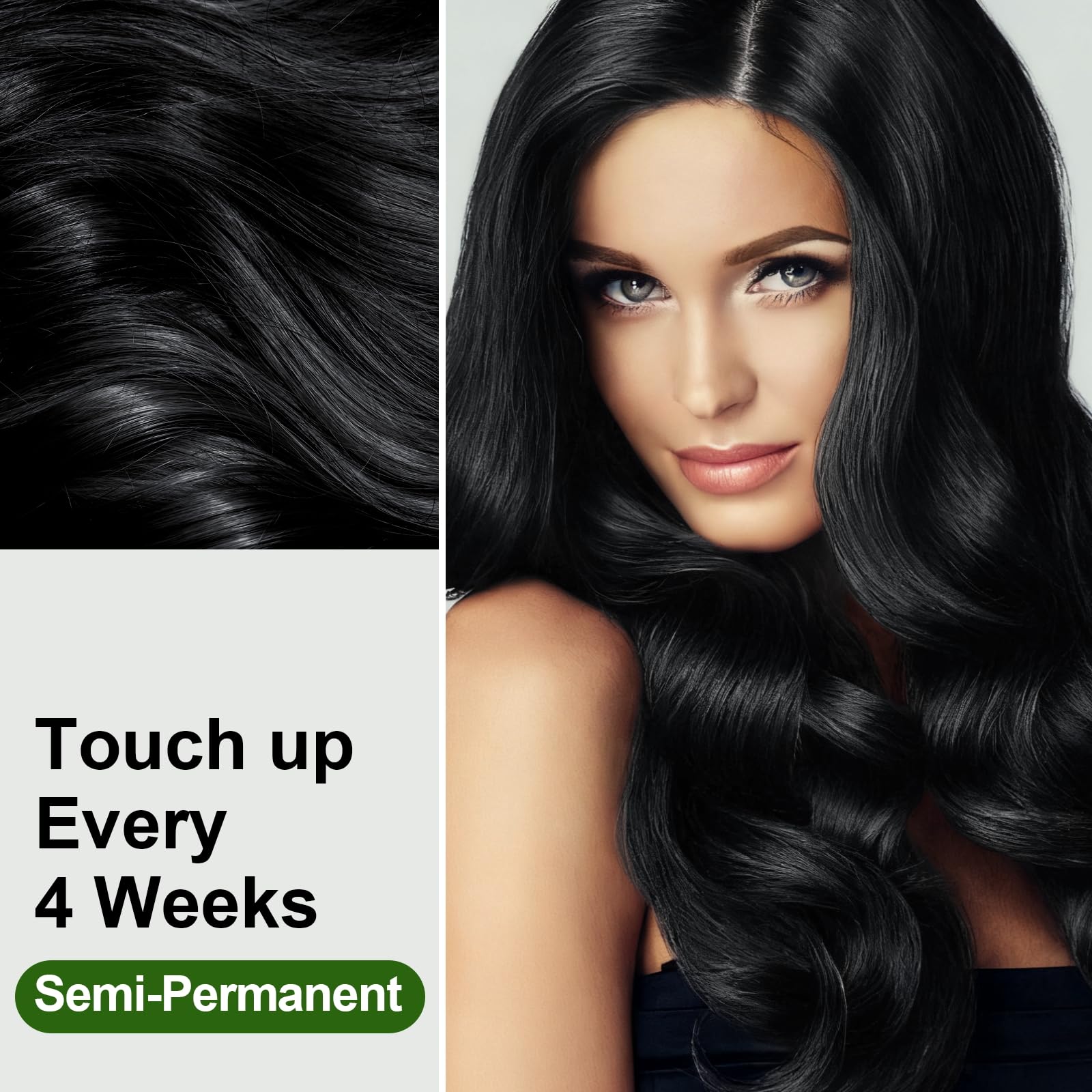 Limer Hair Dye Shampoo Natural Black salon-like color result at home.