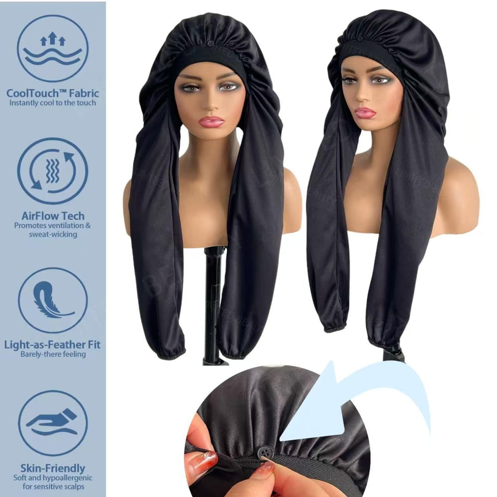 Limited Beauty bonnet water-resistant outer layer—stays secure in light moisture.
