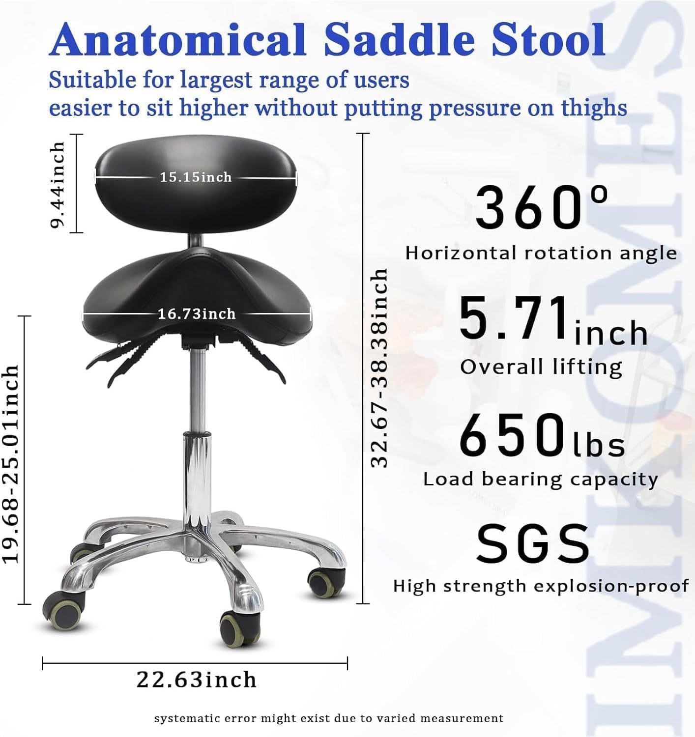 LIMKOMES saddle stool back support adjustment promotes comfortable posture during long sessions.