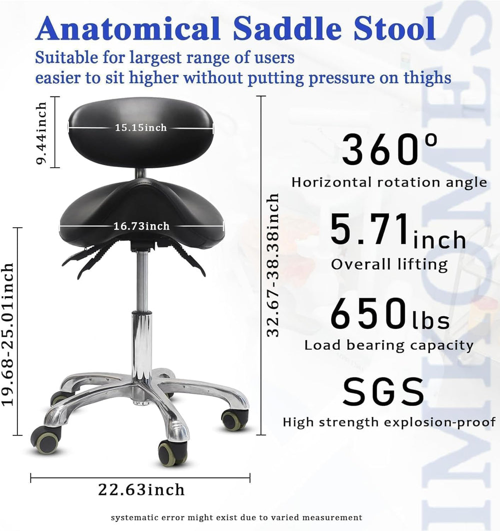 LIMKOMES saddle stool back support adjustment promotes comfortable posture during long sessions.