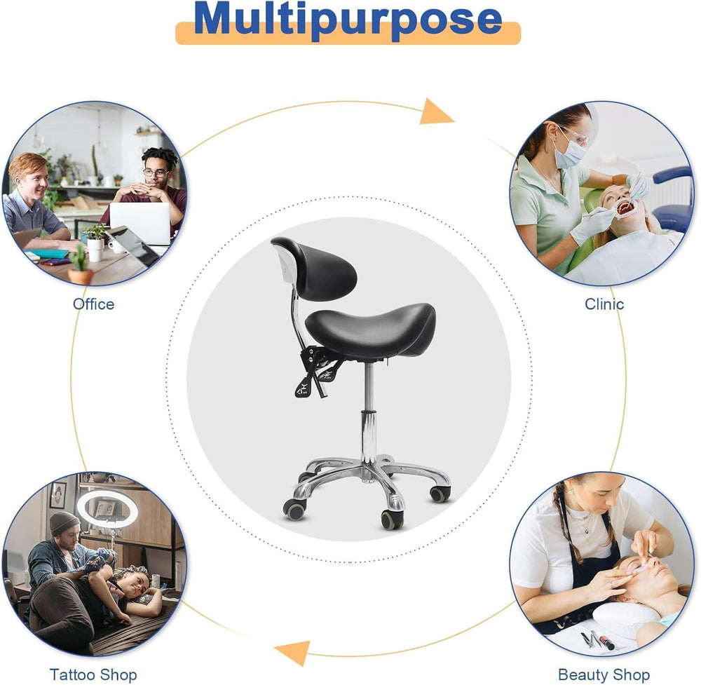 LIMKOMES saddle stool durable aluminum base ensures long-lasting daily use.