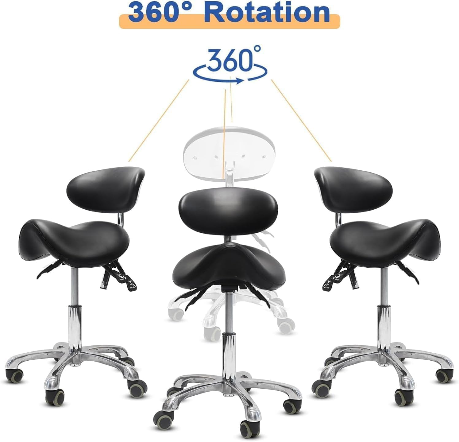 LIMKOMES saddle stool quiet wheels protect floors and minimize disturbance.