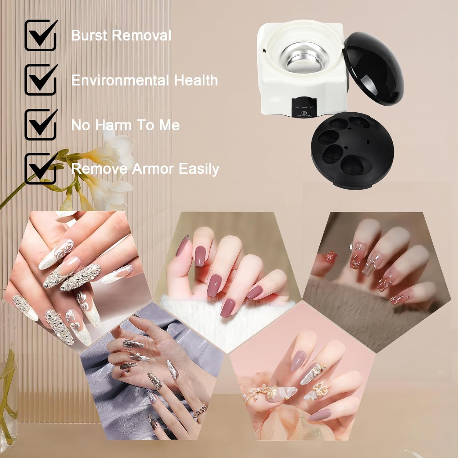 LINBEAUTI nail polish remover machine for home use in a cozy setup