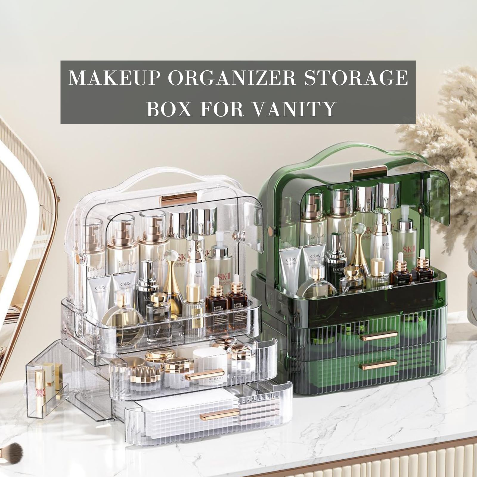 LINFIDITE travel-friendly makeup case stays organized during car trips.