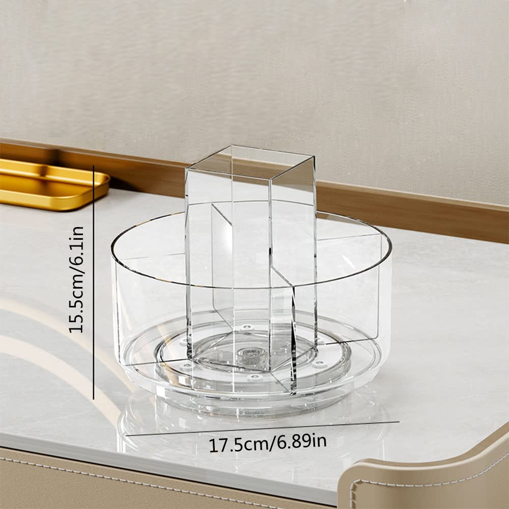 LINFIDITE clear cosmetic storage on a desk provides easy product visibility.