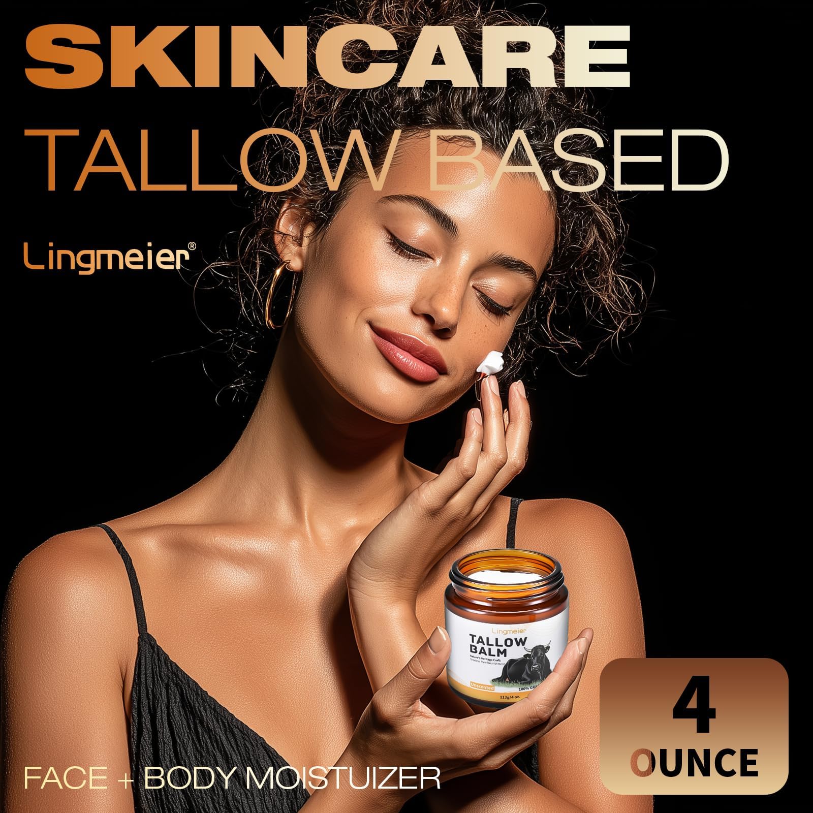 Lingmeier grass-fed-tallow-honey-skin swatch demonstrates natural nourishment without scent.