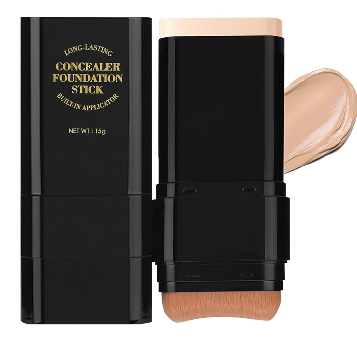 Lingyun concealer-foundation-stick with built-in brush for precise dark-circle coverage