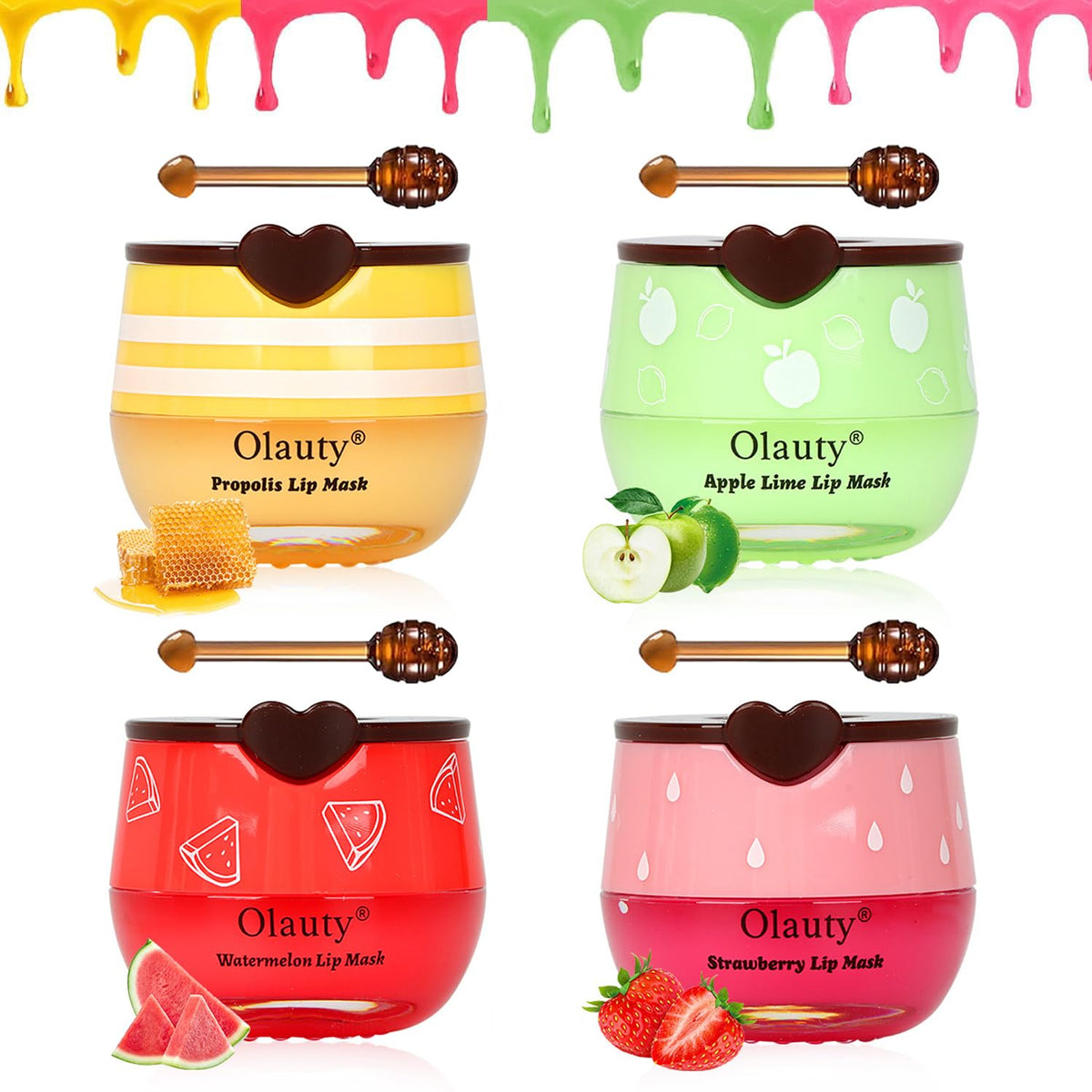 Lingyun honey lip mask jar with fruity extracts for hydration.